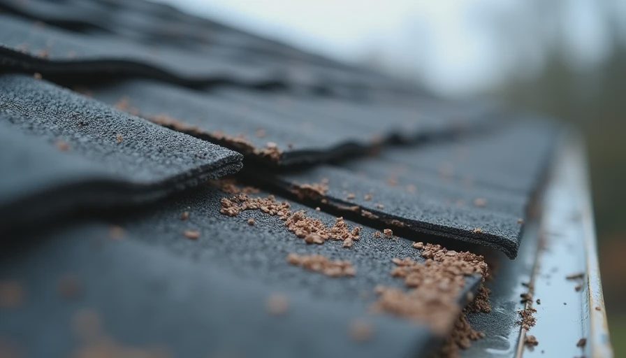 Exterior wear patterns on an older asphalt roof Exterior close-up of older asphalt shingles showing granule loss, mild curling, and intact flashing along a roof edge.